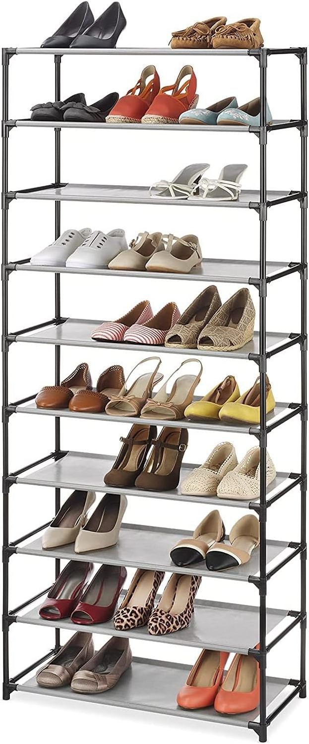 10 Tier Shoes Rack  Shoes Racks Organizer for Closet, Black Large Shoe Shelf for Entryway,50 Pair Large Shoe Stand