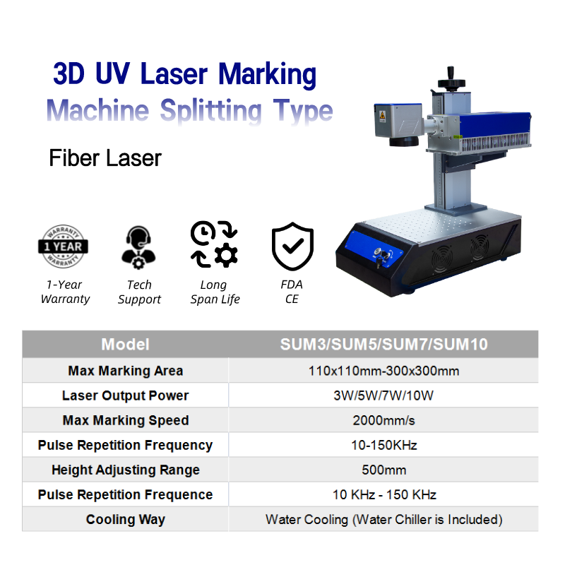 SUNIC UV Marker Printer Laser Marking Engraving Printing Machine for Sunglass Pen Ceramic Plastic 3D Fiber Laser desktop 3w 5w