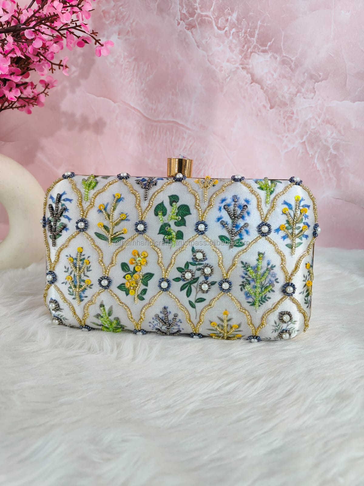 Vintage charm evening clutches Embroidered fabric handbags Designer inspired embroidered wallets for women BY LUXURY CRAFTS