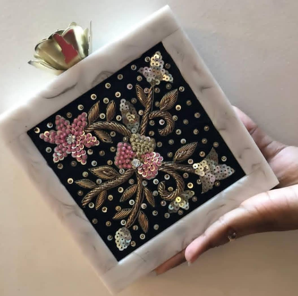 Resin Clutch Antique Wallet For Women Trending Quality Hand Evening Bag Wedding Bridal bag at affordable price by LUXURY CRAFTS