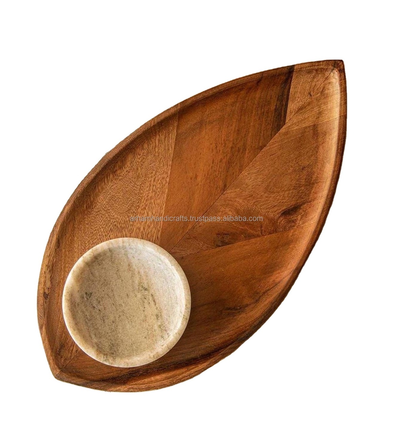 100% natural acacia wooden Designer leaves shape Wooden food coffee Serving Tray Handle at affordable price by LUXURY CRAFTS