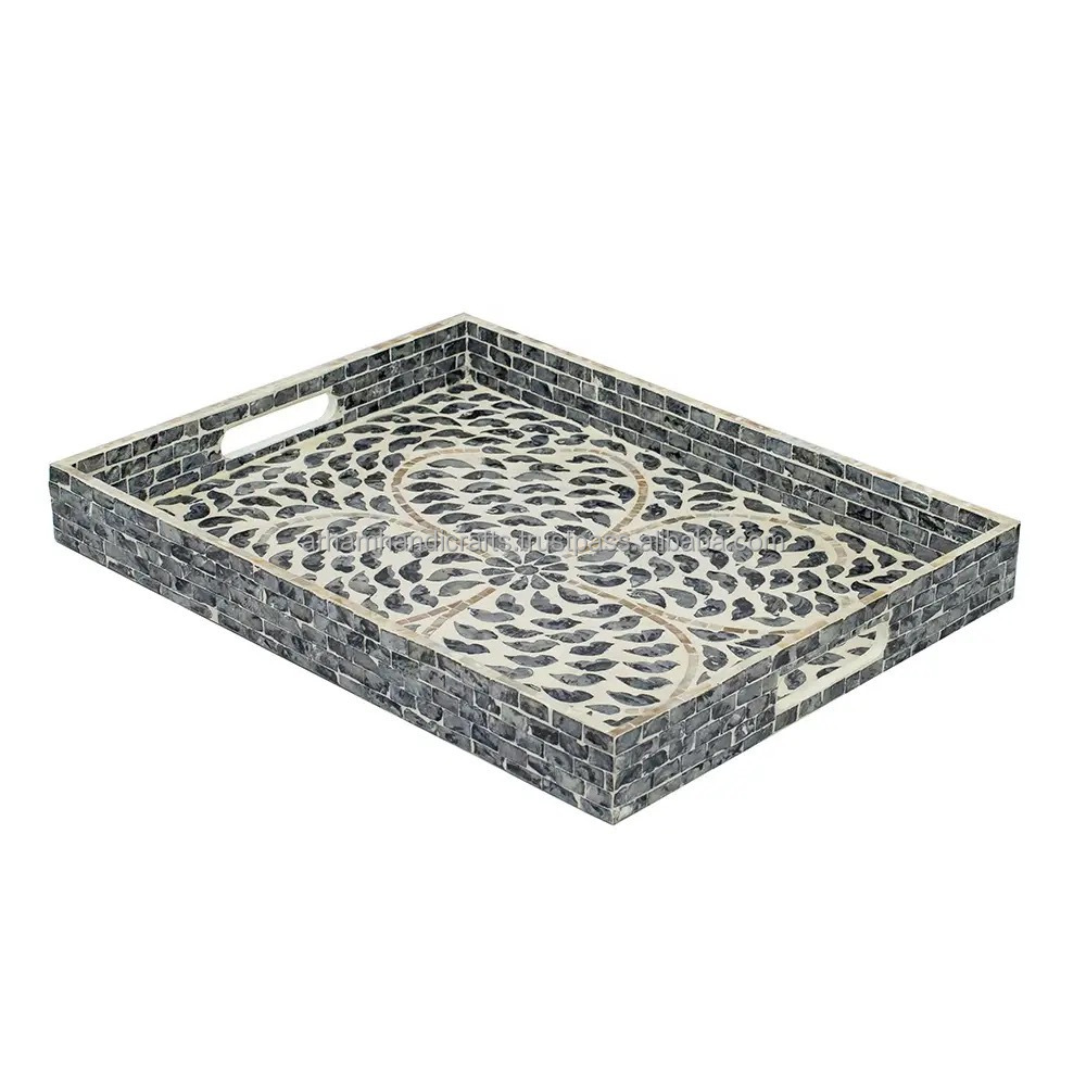 Most Popular Home Decoration Mother of Pearl Incense Burner Bakhoor Set Oud Box Bone Inlay Tray at low price by LUXURY CRAFTS