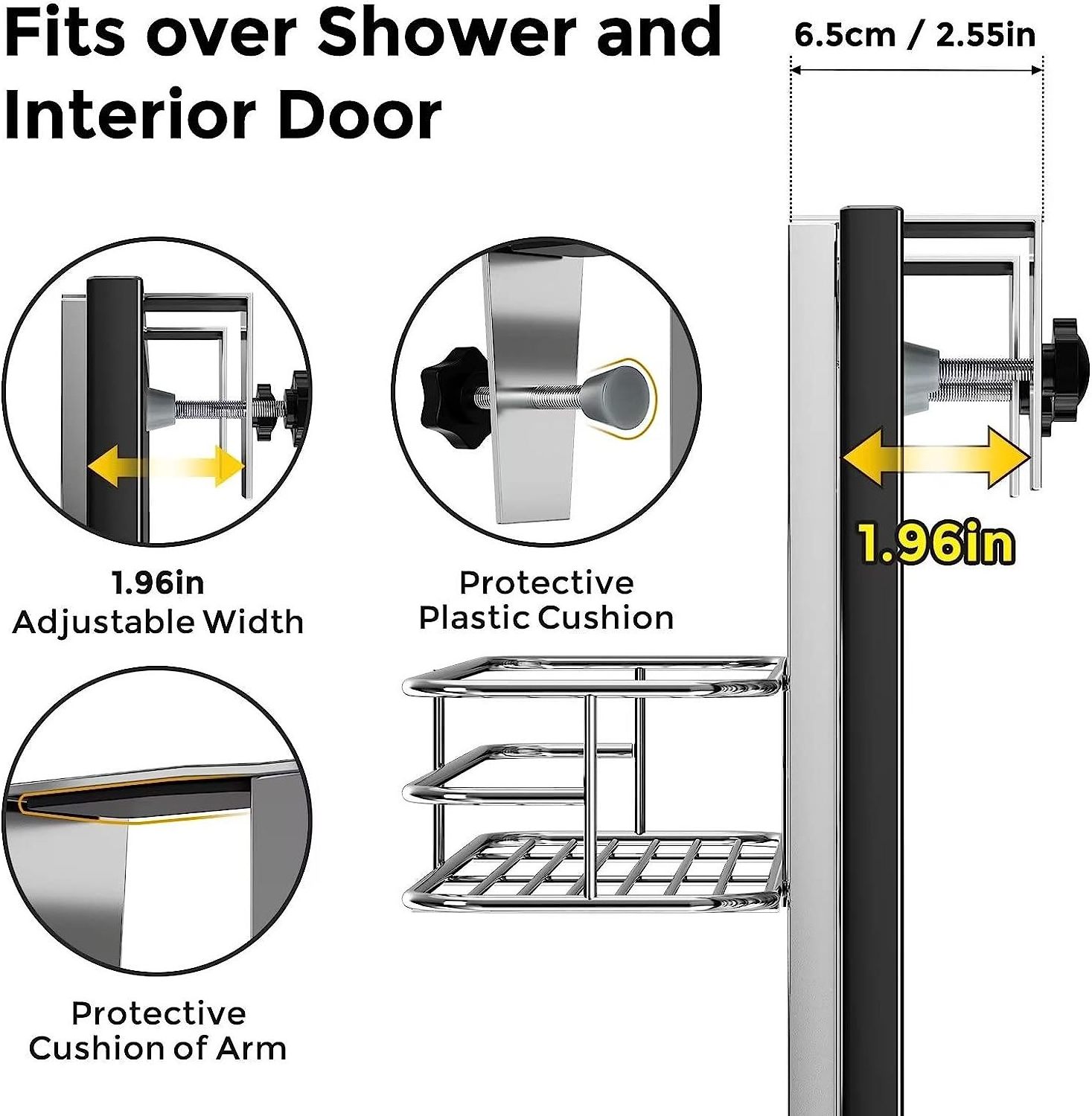 OEM Anti Swing Extra Large Shower Caddy With Hooks Over The Door 5 Tier Hanging Shower Caddy Storage Shelf Holder