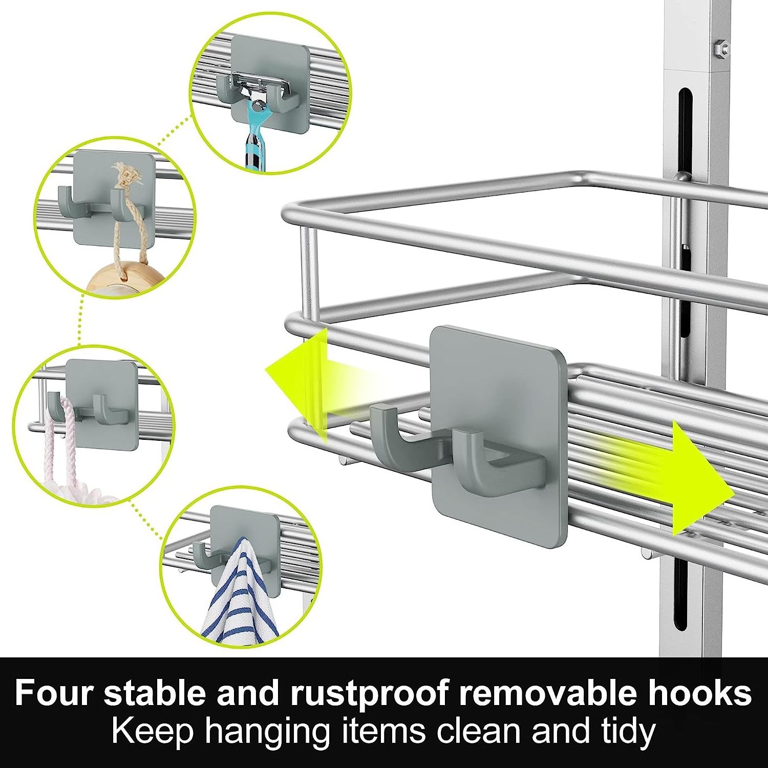 OEM Anti Swing Extra Large Shower Caddy With Hooks Over The Door 5 Tier Hanging Shower Caddy Storage Shelf Holder