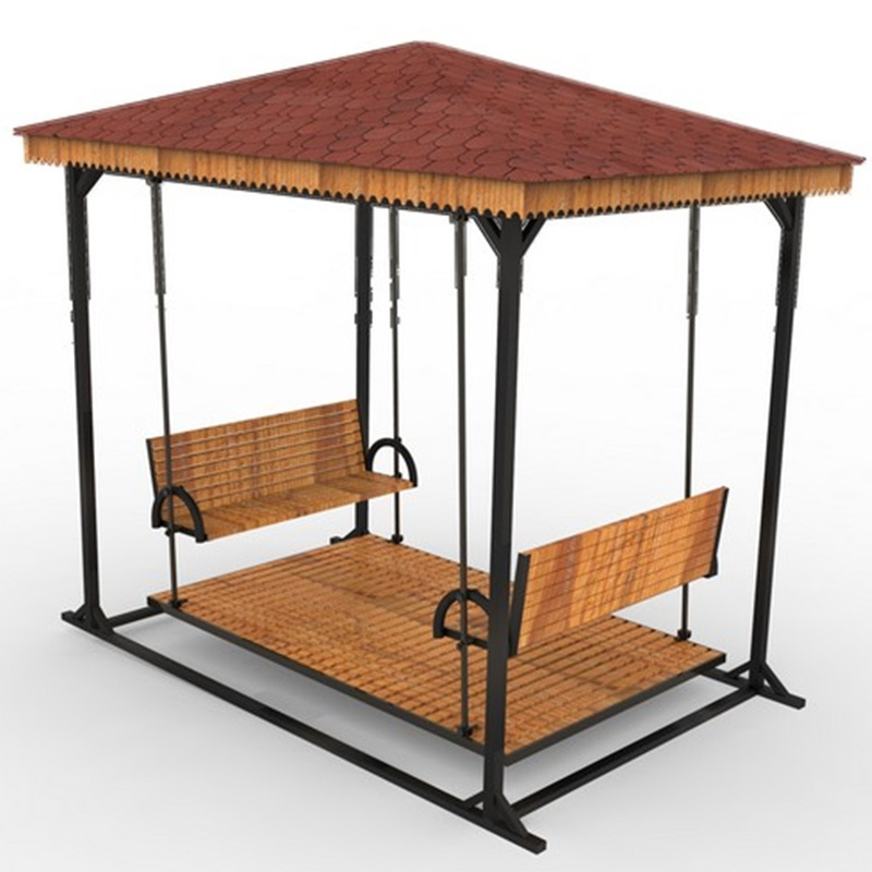 Teak Customized Garden Framed Canopy Gazebo Pergola Outdoor Furniture Swing Bench Wooden Wood Gazebos Easy Assemble Steel Gazebo