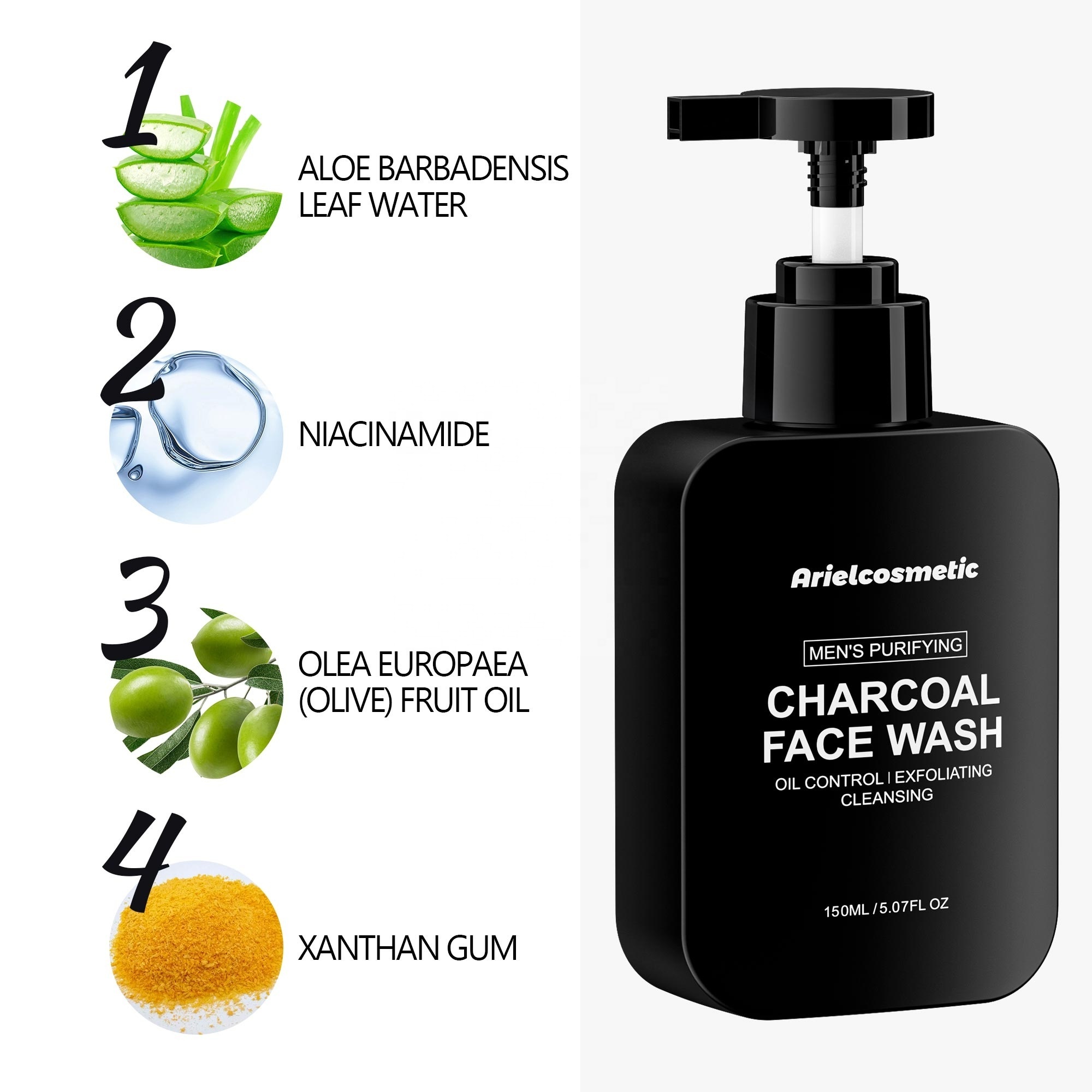 OEM/ODM Private Label 150ml Acne Charcoal Face Wash