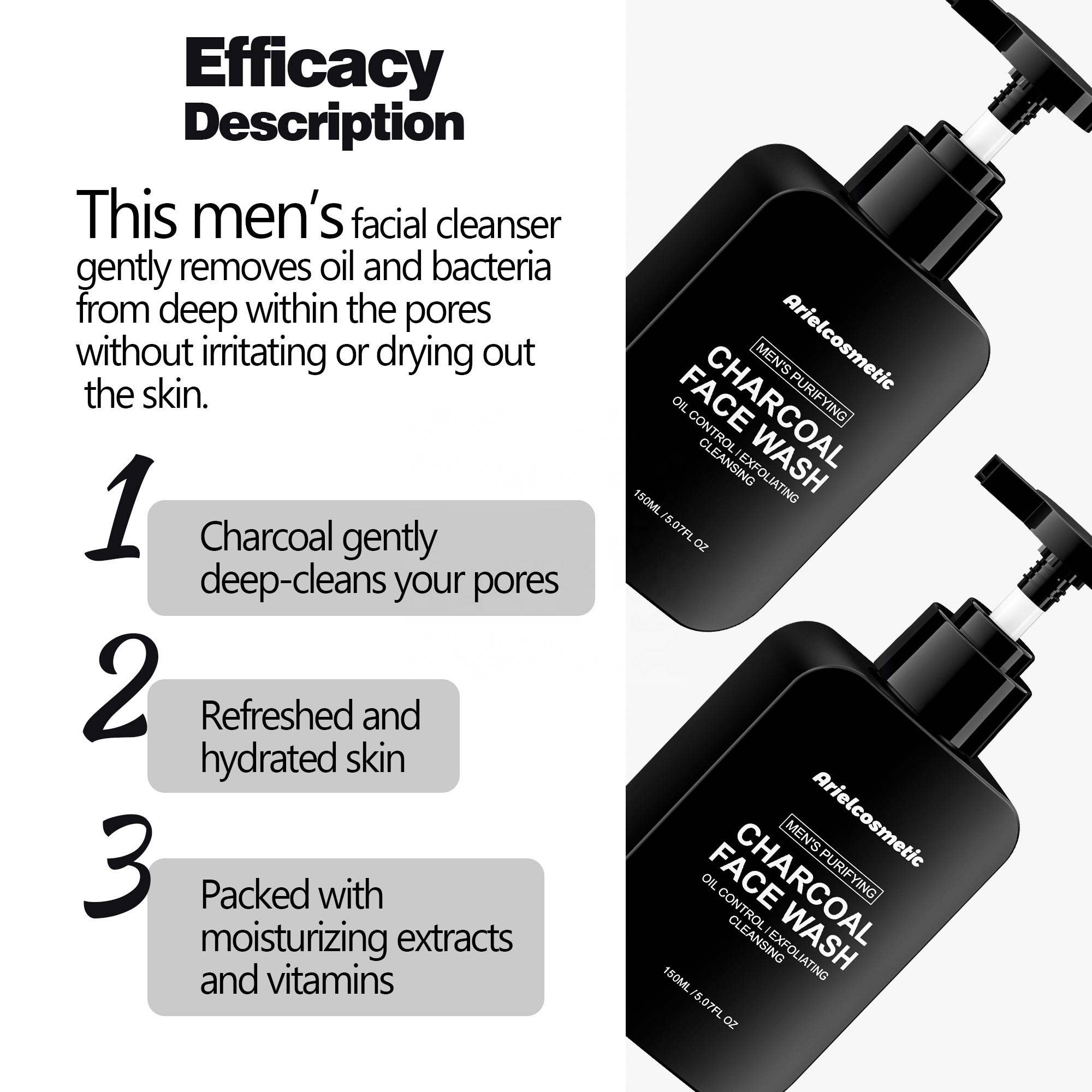 OEM/ODM Private Label 150ml Acne Charcoal Face Wash