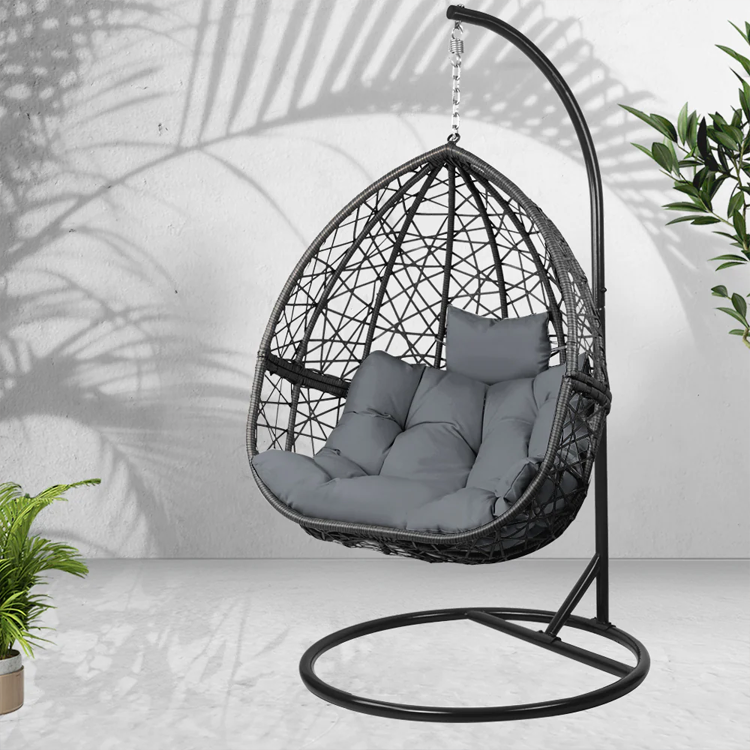 Garden Furniture Outdoor  Manufacturer Rattan  Egg Hanging Patio Swing With Metal  Stand  Chair