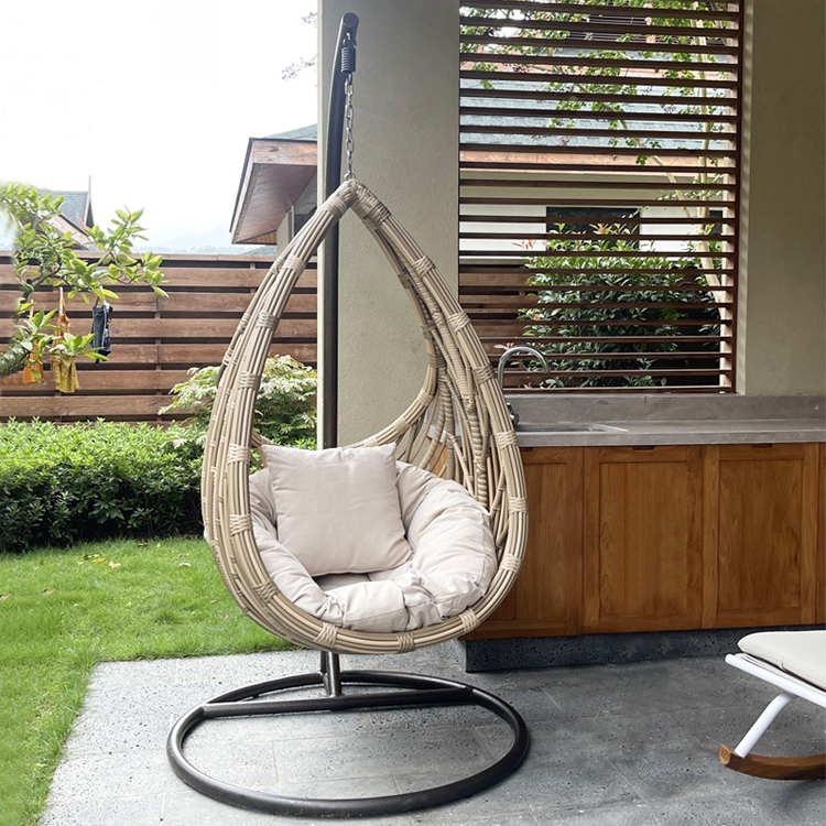 Garden Furniture Outdoor  Manufacturer Rattan  Egg Hanging Patio Swing With Metal  Stand  Chair