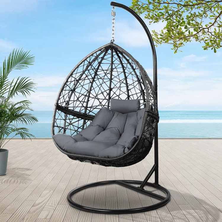 Best-selling Standing Egg Chair Swing Pillow Black Hanging Chairs Single Patio Swings Balcony Ceiling Rocking Cushion