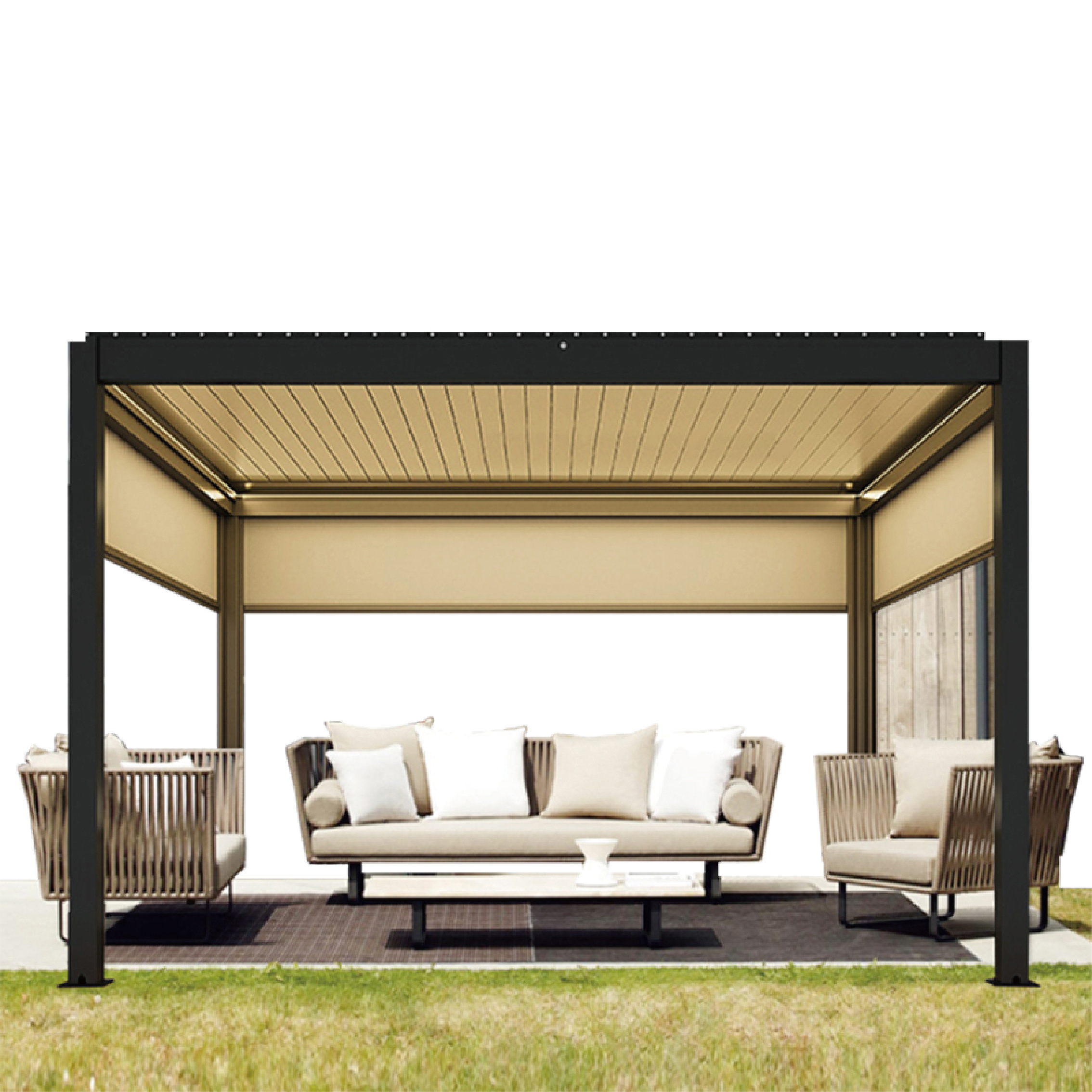 Modern Design Aluminium Frame Terrace Waterproof Metal Garden Pergola Canopy Roof Gazebo Manufacturers