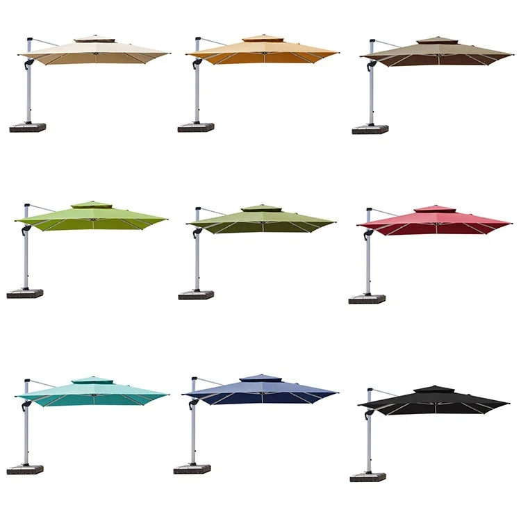 Patio Sun Canvas Parasol Iron Outdoor Restaurant Umbrella Cantilever Garden Beach Hanging Banana Waterproof Fabric Modern