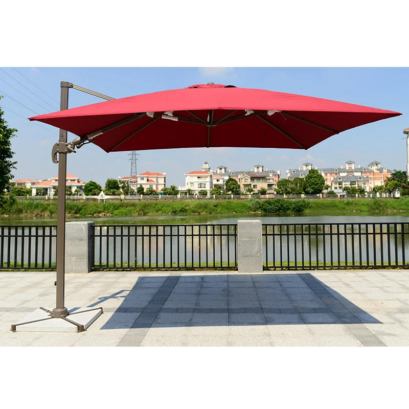 Cantilever Roman Umbrella Patio Parasol Large with Solar Lights Outdoor Anti-uv Cheap Restaurant Fabric Waterproof Polyester