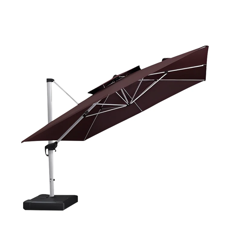 Cantilever Roman Umbrella Patio Parasol Large with Solar Lights Outdoor Anti-uv Cheap Restaurant Fabric Waterproof Polyester