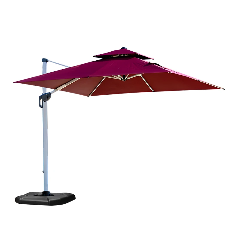 Cantilever Roman Umbrella Patio Parasol Large with Solar Lights Outdoor Anti-uv Cheap Restaurant Fabric Waterproof Polyester