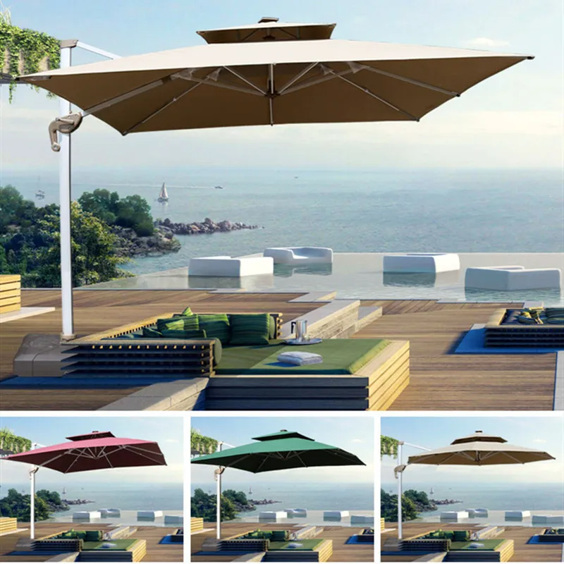 Restaurant Commercial 360 Outdoor Parasol Umbrellas Square White Patio Umbrellas for Garden Fabric Waterproof Polyester Modern