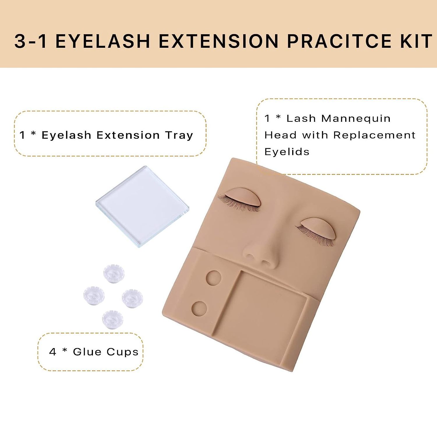 Silicon Flat Practice Eyelid Mannequin for Eye Lash Extensions Practice Eyelid Training Mannequin Head with Lashes