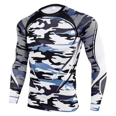 Long Sleeve Men Rash Guards Wetsuit Shirt Quick-dry Surfing Swimwear Top Anti-UV Swim Rash Guards