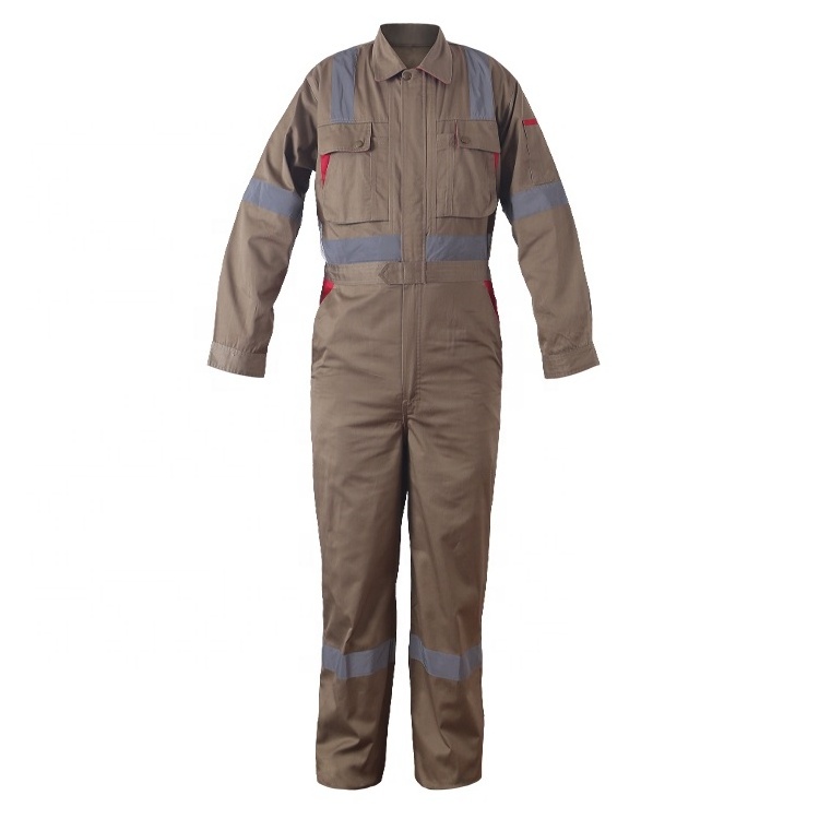 Custom Hi Vis construction worker Fire-retardant Overalls Work Clothes Reflective Strips Fireproof Cotton Coverall by ABM Sports