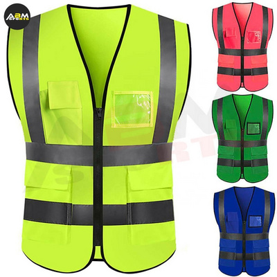 Custom Safety Security Vest Work Hi Vis Reflective Custom Logo Traffic Security Guard Vests Work Black  by ABM Sports