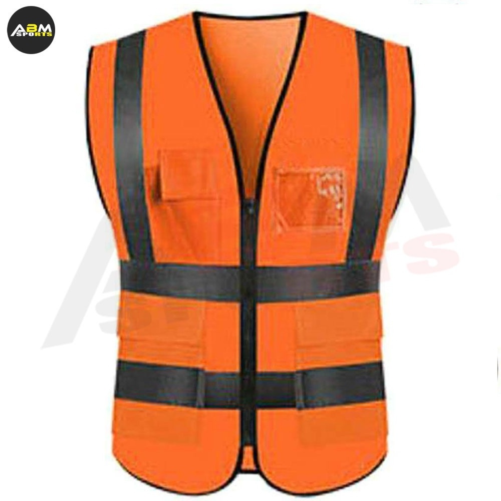 Custom Safety Security Vest Work Hi Vis Reflective Custom Logo Traffic Security Guard Vests Work Black  by ABM Sports