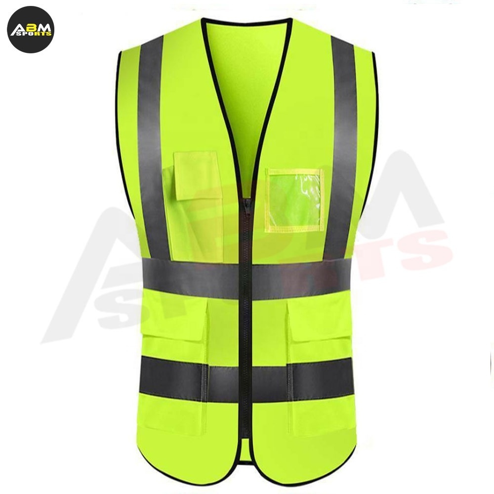 Custom Safety Security Vest Work Hi Vis Reflective Custom Logo Traffic Security Guard Vests Work Black  by ABM Sports