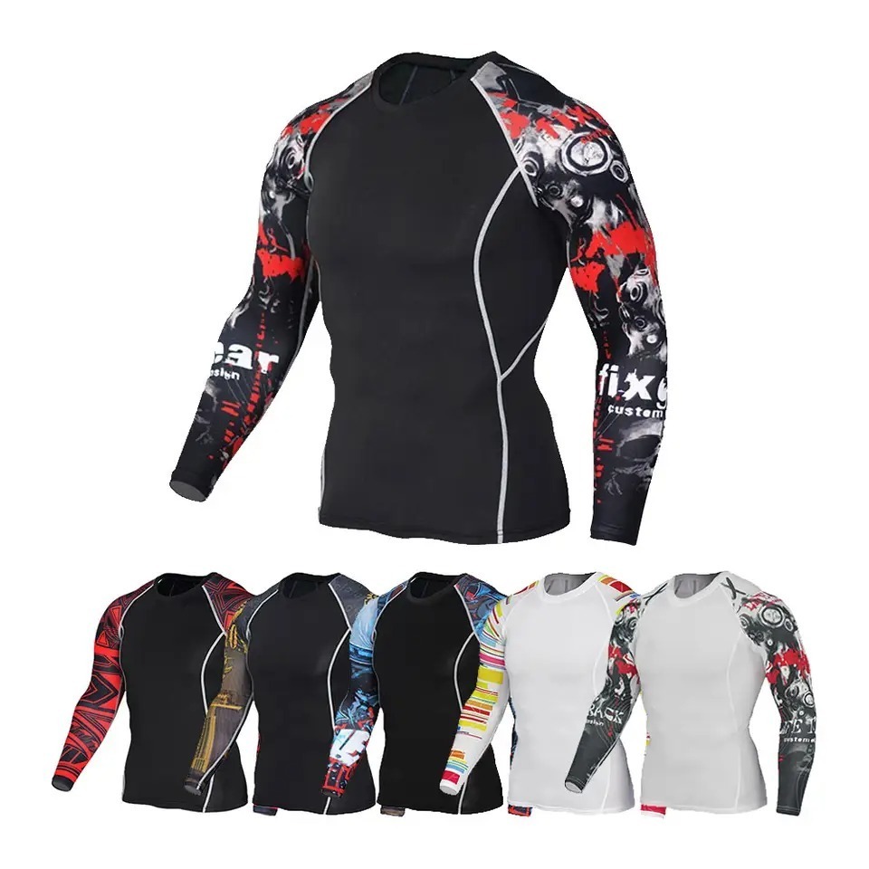 Best Quality Men Sublimation Long Sleeve Mens Rash Guard Jiu Jitsu Rash Guard Mma Rash Guard For Men