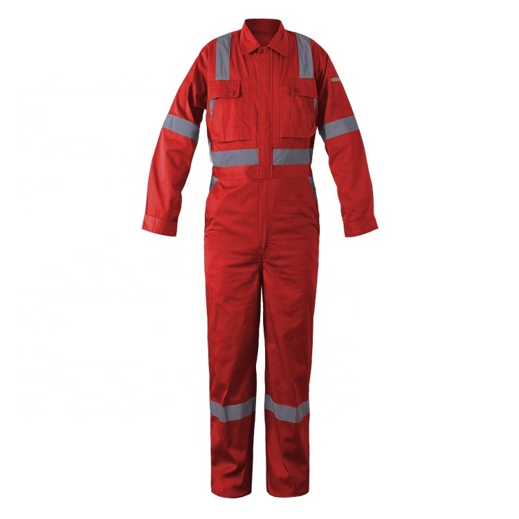 Custom Hi Vis construction worker Fire-retardant Overalls Work Clothes Reflective Strips Fireproof Cotton Coverall by ABM Sports