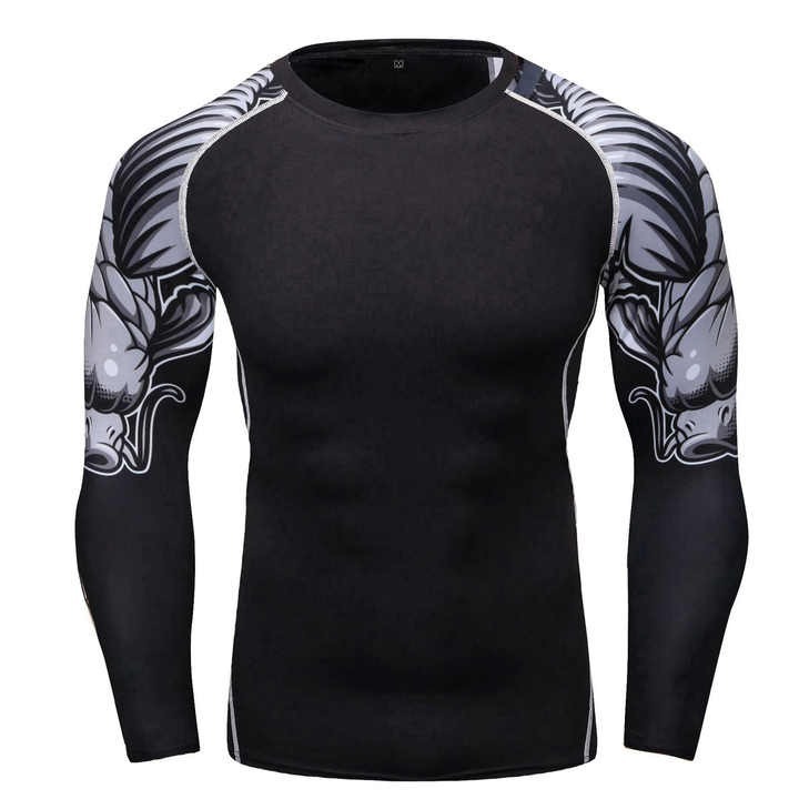 Long Sleeve Men Rash Guards Wetsuit Shirt Quick-dry Surfing Swimwear Top Anti-UV Swim Rash Guards