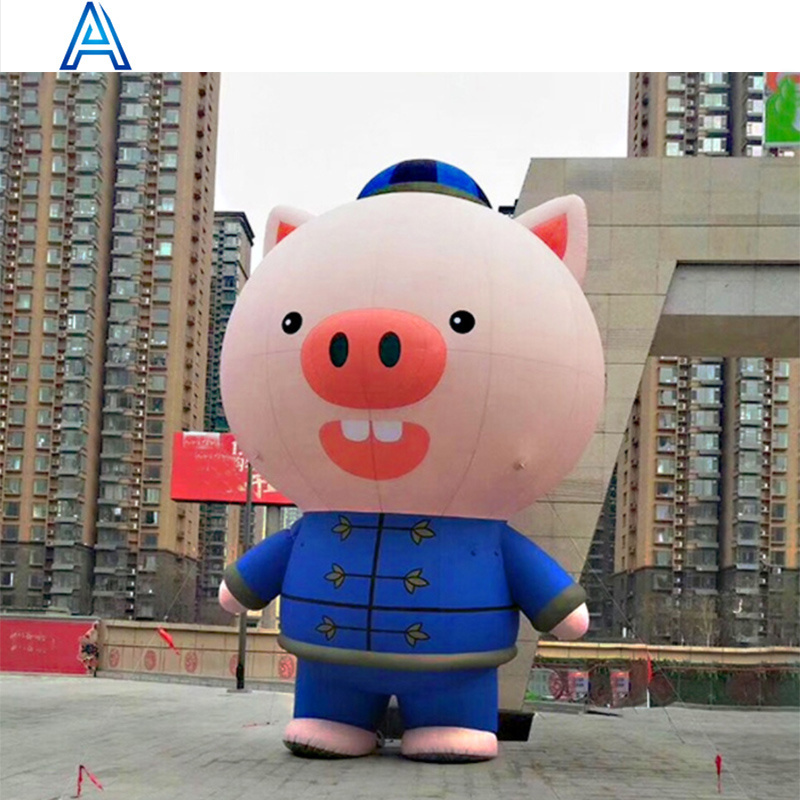 Huge giant big large customize cartoon inflatable pig piggy for LED light up blow up air blown animal cartoon model