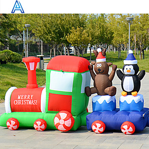 Christmas decoration celebration oxford inflatable Christmas train for yard gate shop mall decoration model