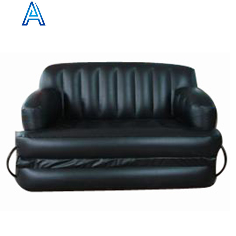 Multi 2 function flocking PVC inflatable sofa chair couch seat with foldable air mat air bed airbed air mattress customize