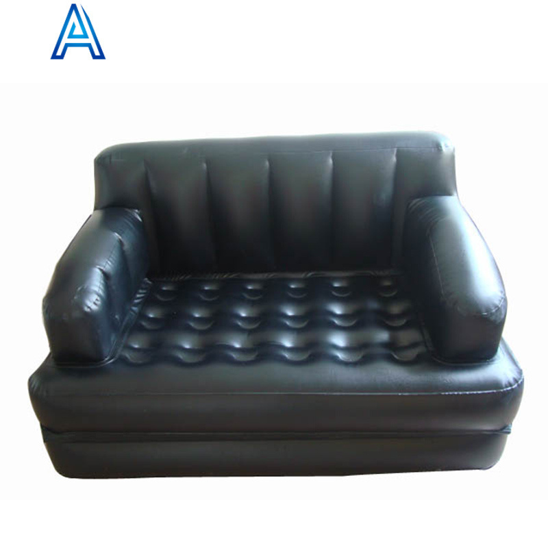 Multi 2 function flocking PVC inflatable sofa chair couch seat with foldable air mat air bed airbed air mattress customize