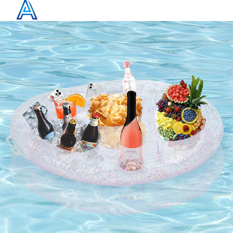 Factory price high quality durable vinyl PVC inflatable air blow pool water float ice cooler beer drinks cooler food tray