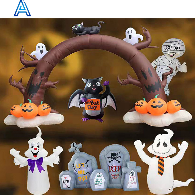 Halloween customize design inflatable ghost spirit monster arch for LED decoration tombstone model toy