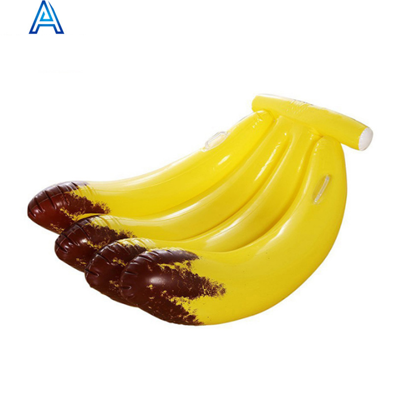 Thickened durable PVC air blow inflatable banana air mat mattress water bed for pool float lounger toy