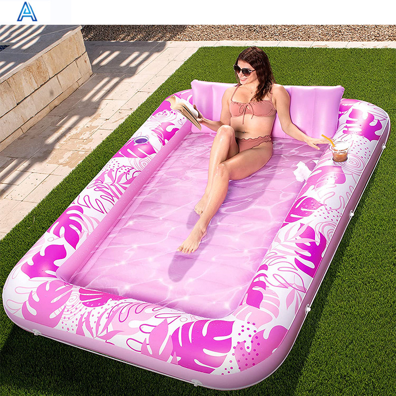 High quality thick environmental eco-friendly PVC inflatable air blow pool water float adult tanning pool air mat water lounger