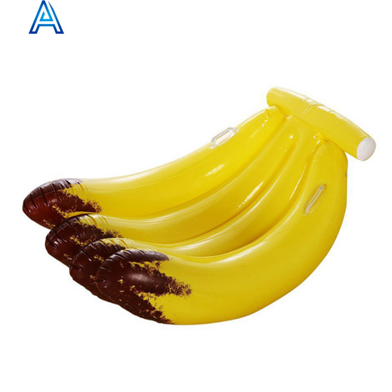 Thickened durable PVC air blow inflatable banana air mat mattress water bed for pool float lounger toy