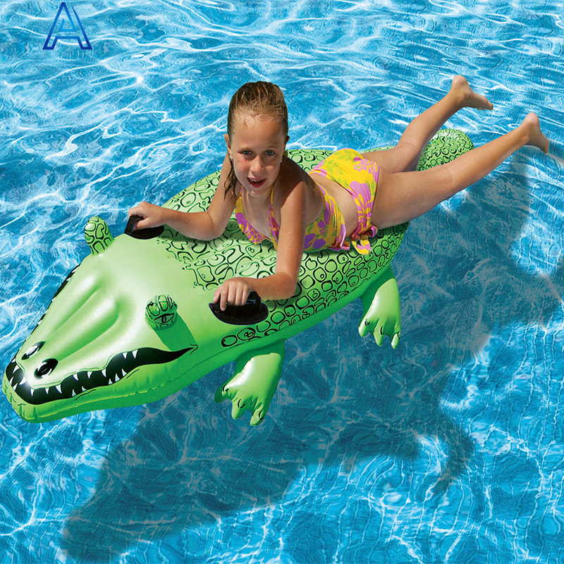 High quality custom printing kids' PVC inflatable crocodile ride on toy for pool float crocodile mattress boat toy cheap