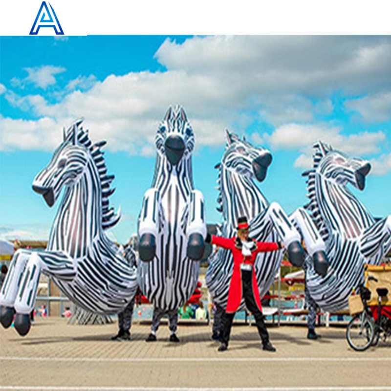 LED light illuminated oxford cloth big huge large pub inflatable horse zebra unicorn model for decoration inflatable