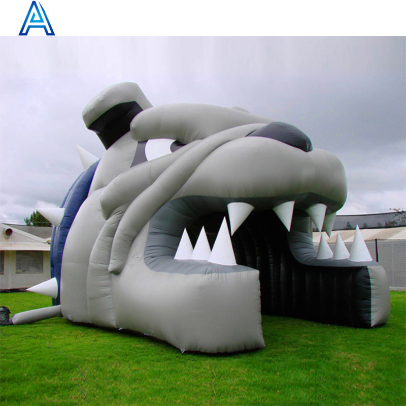 Factory customize inflatable 3D tunnel entrance for cartoon animal head face tunnel gate