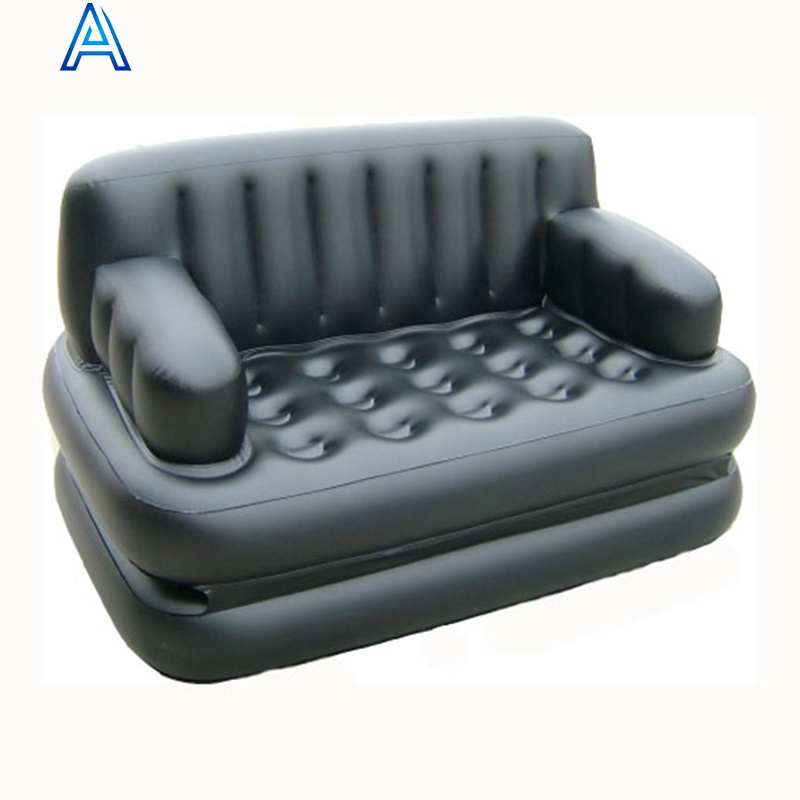 Multi 2 function flocking PVC inflatable sofa chair couch seat with foldable air mat air bed airbed air mattress customize