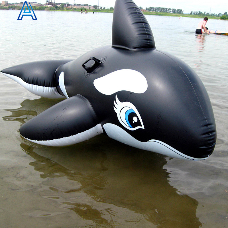 Pool lake river water float PVC inflatable whale fish dolphin shark 3D cartoon animal ride on toy for boat mattress mat custom