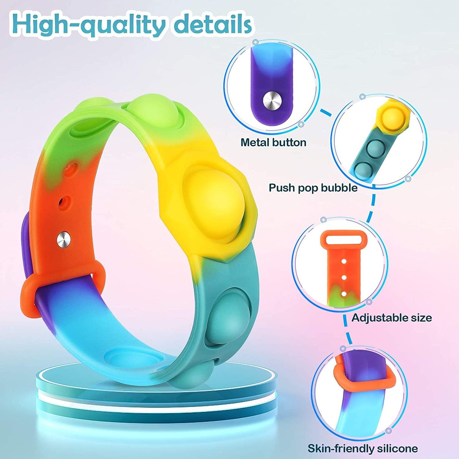 2021 New Hot Sale Push Pop Sensory Silicone wristband Bubble Fidget Finger Bracelet For Kids Adults Stress Relief Toy