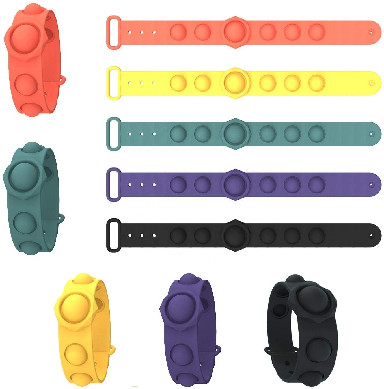 2021 New Hot Sale Push Pop Sensory Silicone wristband Bubble Fidget Finger Bracelet For Kids Adults Stress Relief Toy