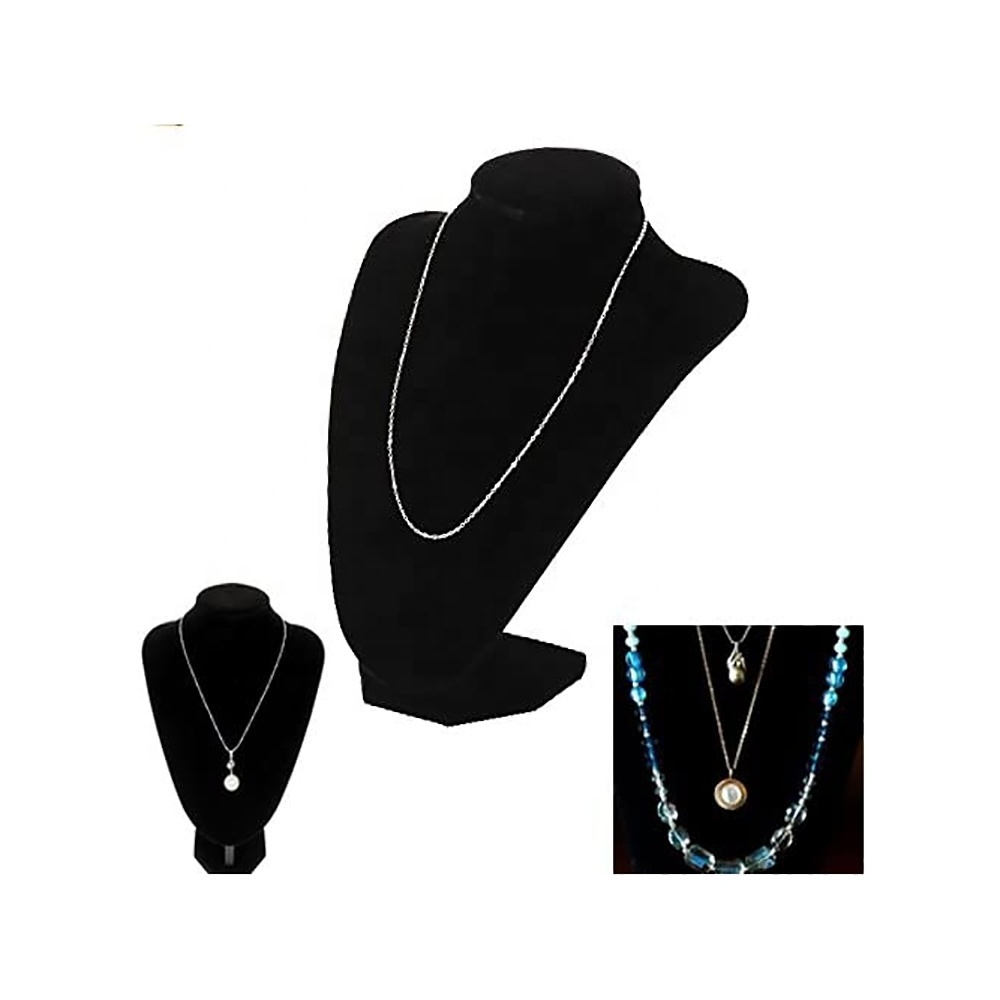 67004  Black Velvet Necklace Display Bust Display 3D Jewelry Chain Organizer Mannequin Model Stand Holder