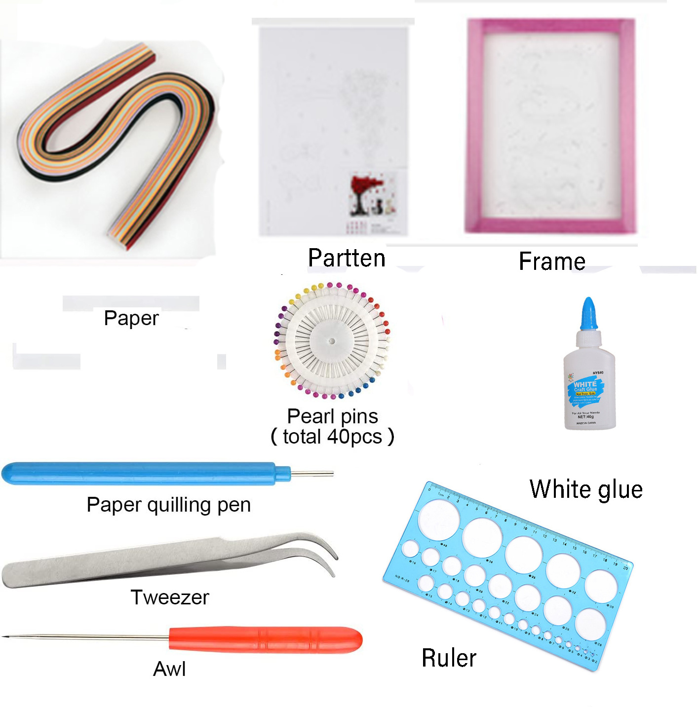 9pcs Paper Quiling Kit Beginner's Quilling set DIY Paper Craft kit with Photo Frame For Quill Art,Home decoration