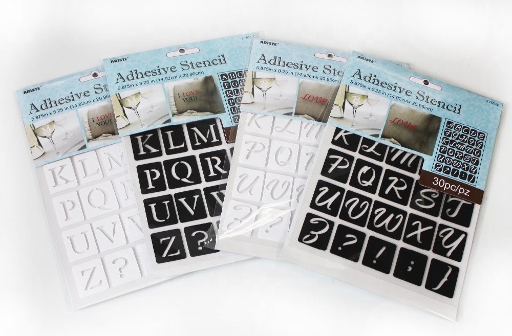 27652 1pc/pkg Custom PVC reusable Alphabet Painting adhesive stencil for art and craft drawing