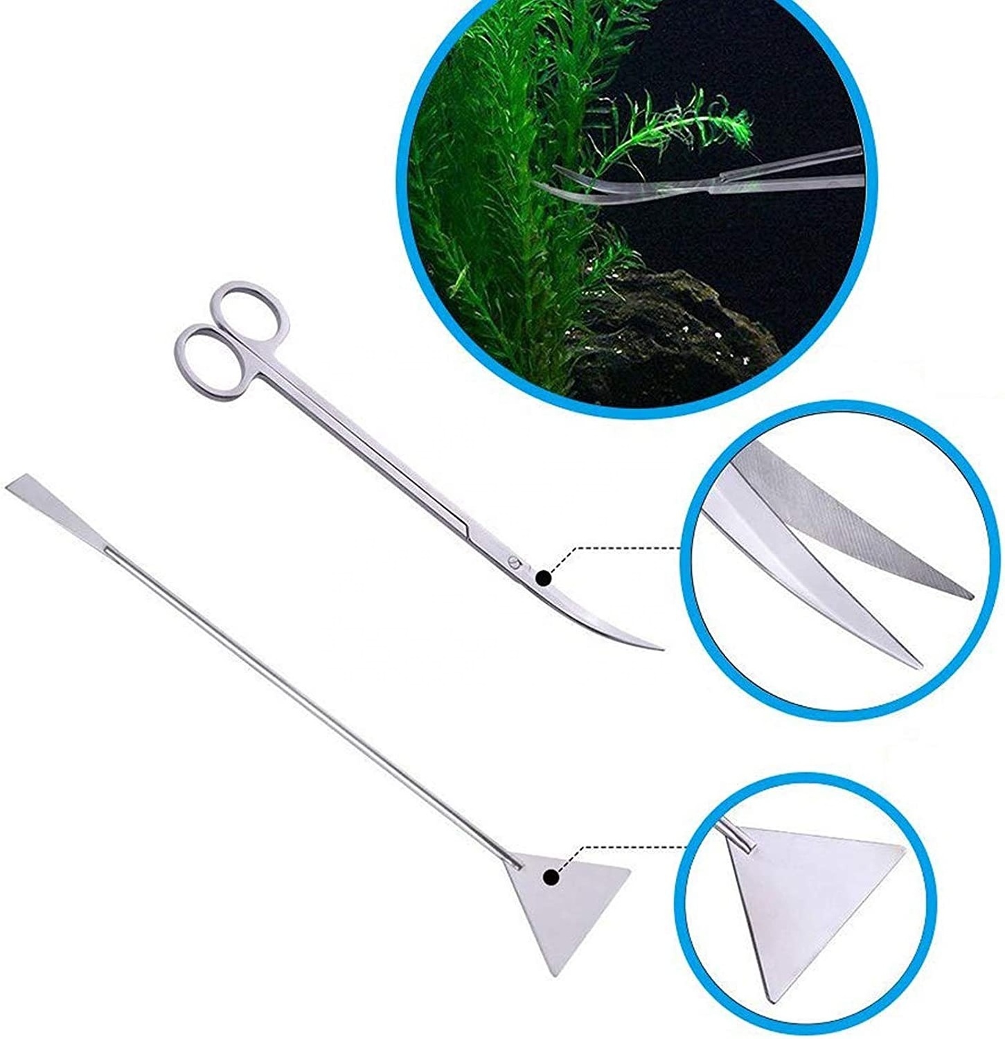 Fistoy Aquarium Aquascaping Tool, Long Tweezers Scissors Spatula, 4 in 1 Stainless Steel Aquatic Plants Set for Fish Starter Kit