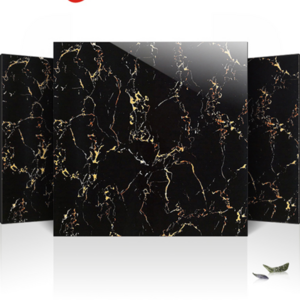 600*600mm  800*800mm Dubai Factory Supply With Gold Marble Pattern Glossy Tiles Black Tile